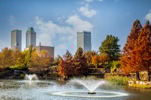 Fountain in City Pond_Autumn